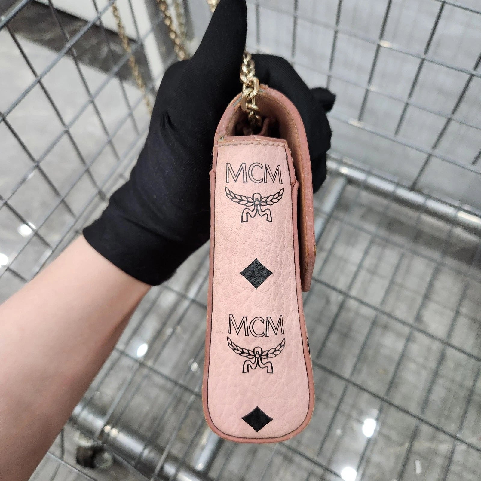 MCM Pink Monogram Chain Shoulder Crossbody For Women