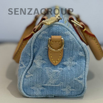 Louis Vuitton Speedy Nano Denim Monogram Handbag for Women