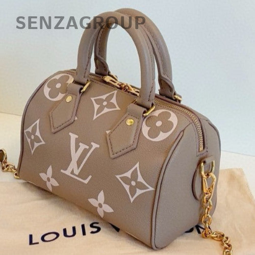 Louis Vuitton Speedy20 Monogram Top Handle Bag Crossbody Gray Gold Women Classic