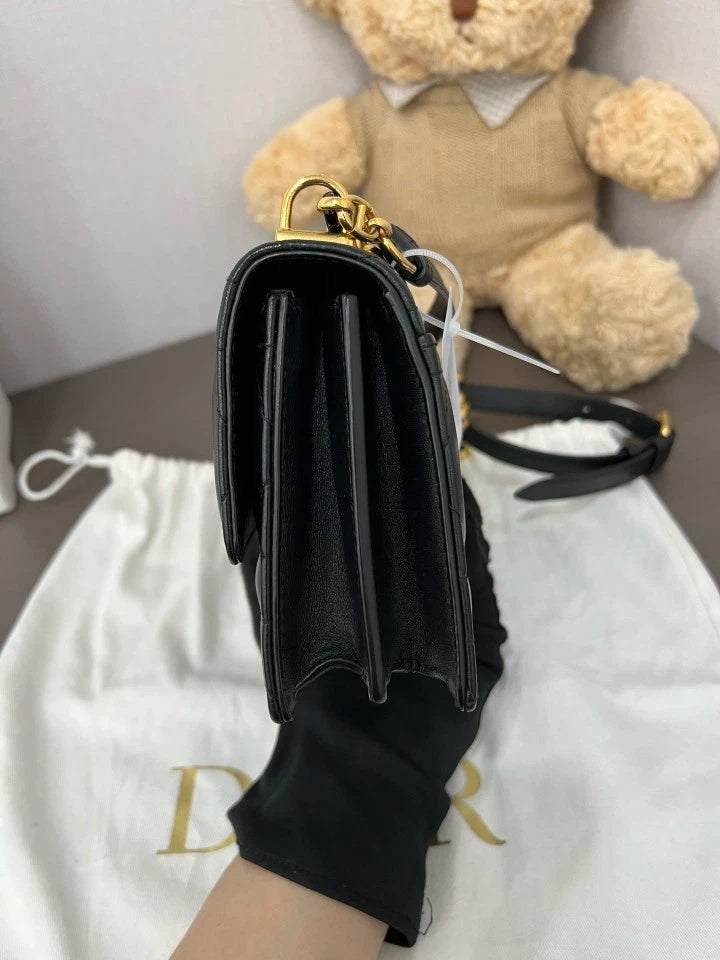 Dior Black Gold Miss Caro Lambskin Chain Bag For Women