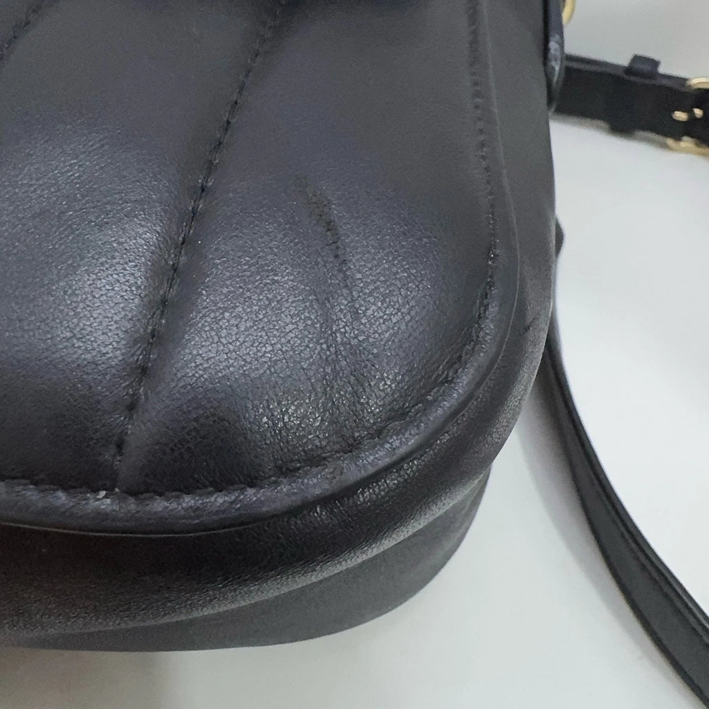 Coach Black Quilted Leather Marlie 24 Crossbody Handbag For Women
