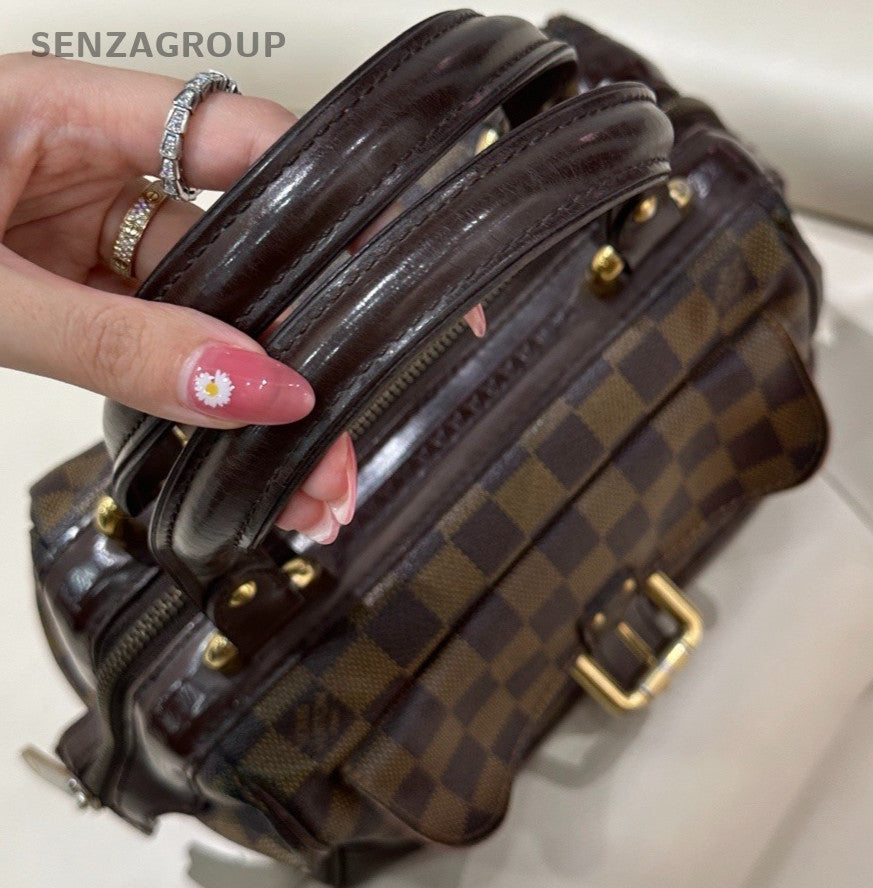 Louis Vuitton Damier Ebene Handbag Top Handle Bag Brown