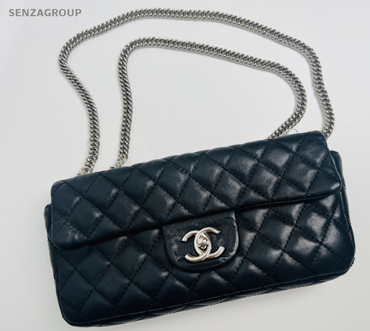 CHANEL Classic Flap Diamond Pattern Chain Shoulder bag Black Silver Women