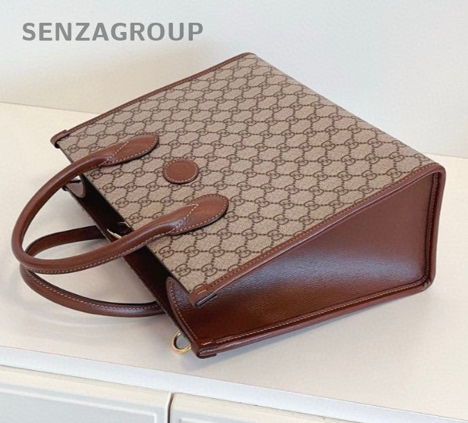 GUCCI Retro Monogram Canvas tote 2WAY Crossbody Shoulder Handbag Brown