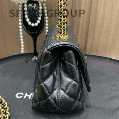 Chanel Black Caviar Coco Handle Mini Chain Bag