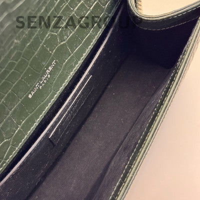 Saint Laurent YSL Kate Small Tassel Chain Shoulder Bag Green Silver
