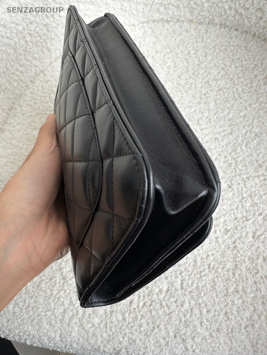 CHANEL Woc Lambskin Diamond Pattern Chain Shoulder bag Black Silver Women