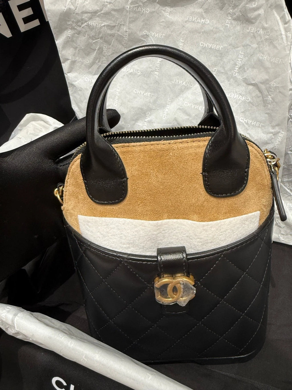 CHANEL Suede Shell Handbag For Women