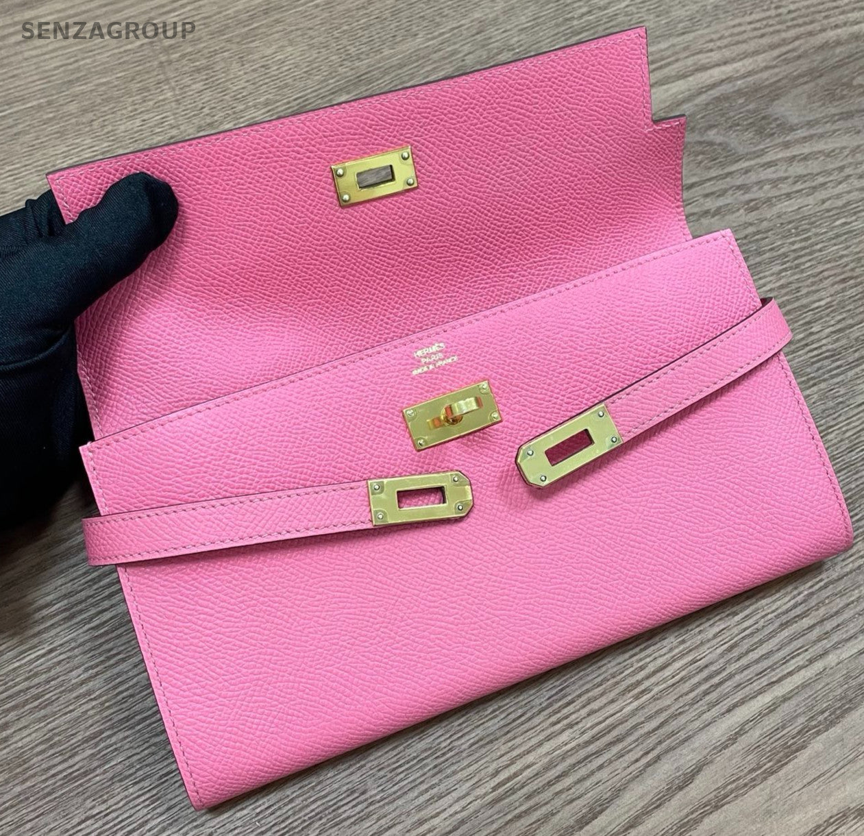 Hermes Kelly Long Wallet Pink Epsom Leather Women