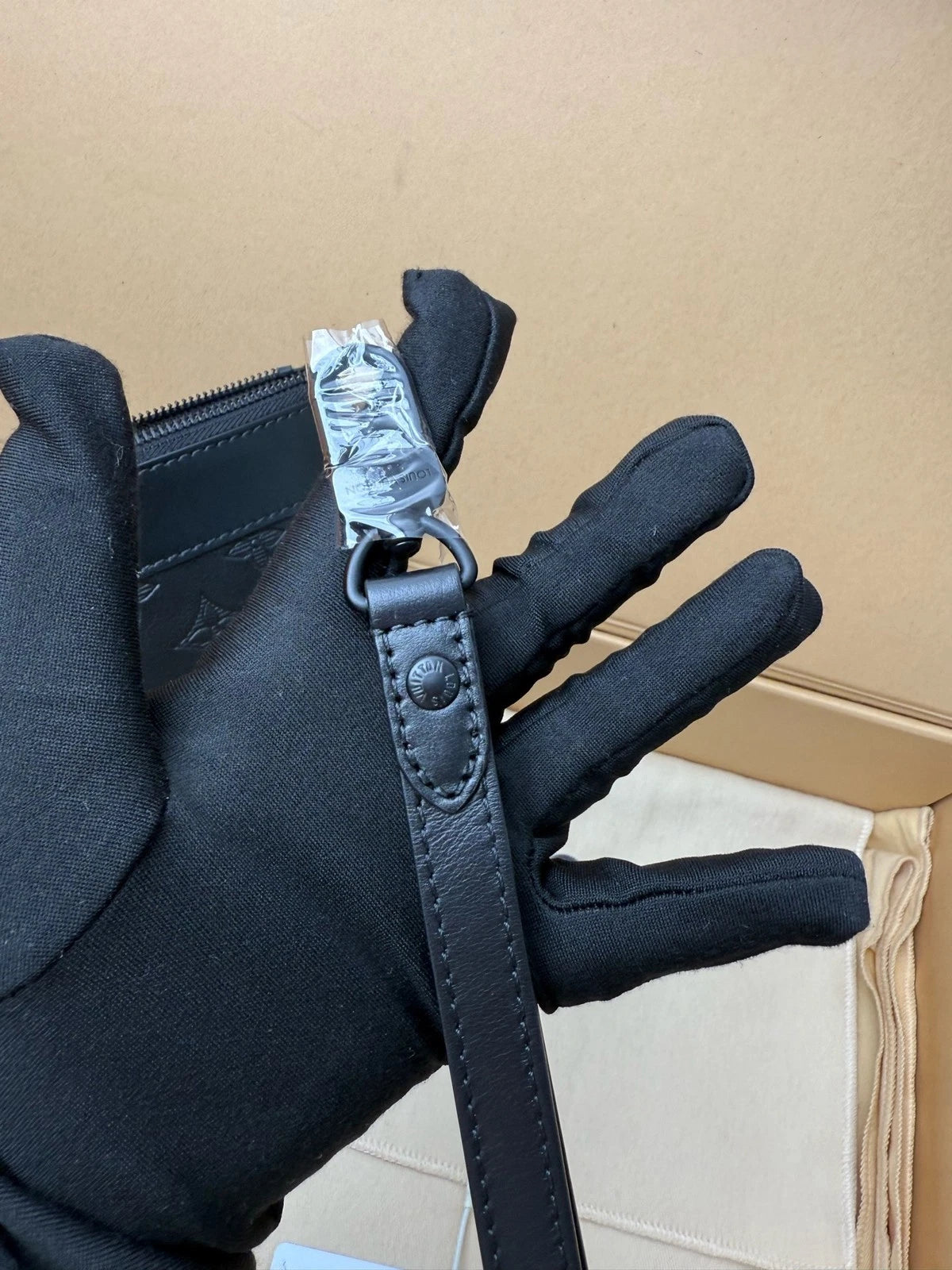 Louis Vuitton Black Monogram Embossed Leather Clutch Women