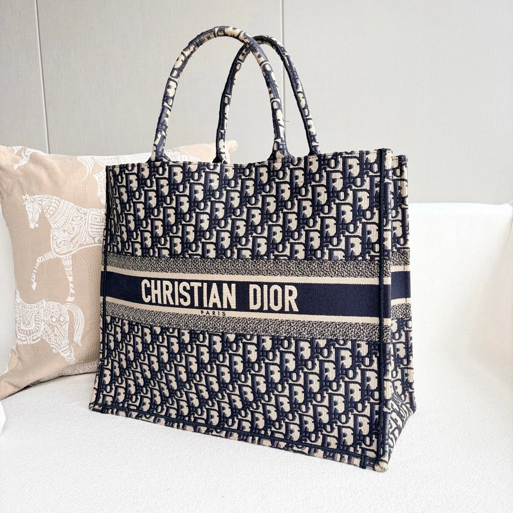 Dior Book Tote Blue Top Handle Tote Bag Excellent