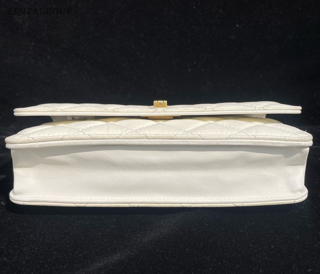 Chanel Diamond WOC Chain Shoulder Bag White Gold Used Women Classic