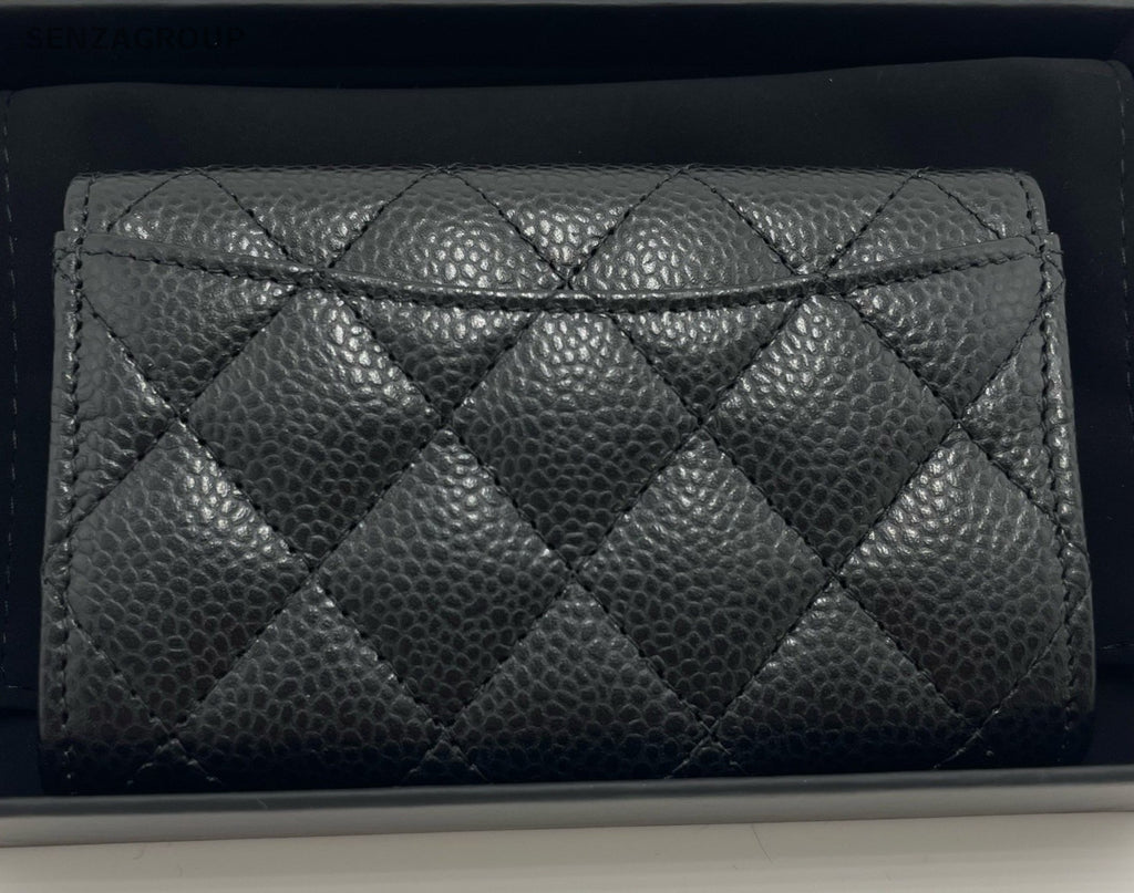 Chanel Classic Flap Calfskin Clutch Black Gold Diamond Women Fashion