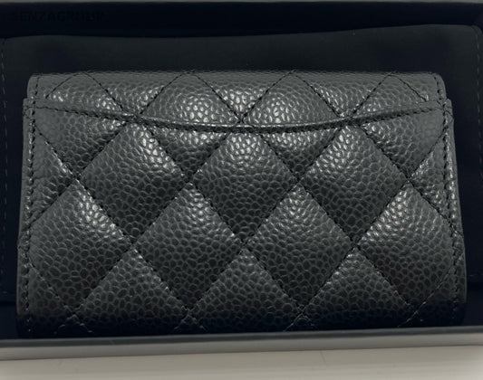 Chanel Classic Flap Calfskin Clutch Black Gold Diamond Women Fashion