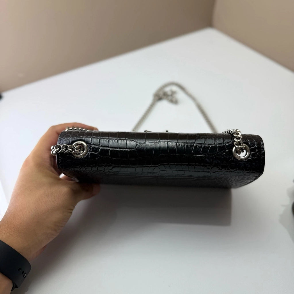 Saint Laurent Kate Black Silver Shoulder Bag For Women