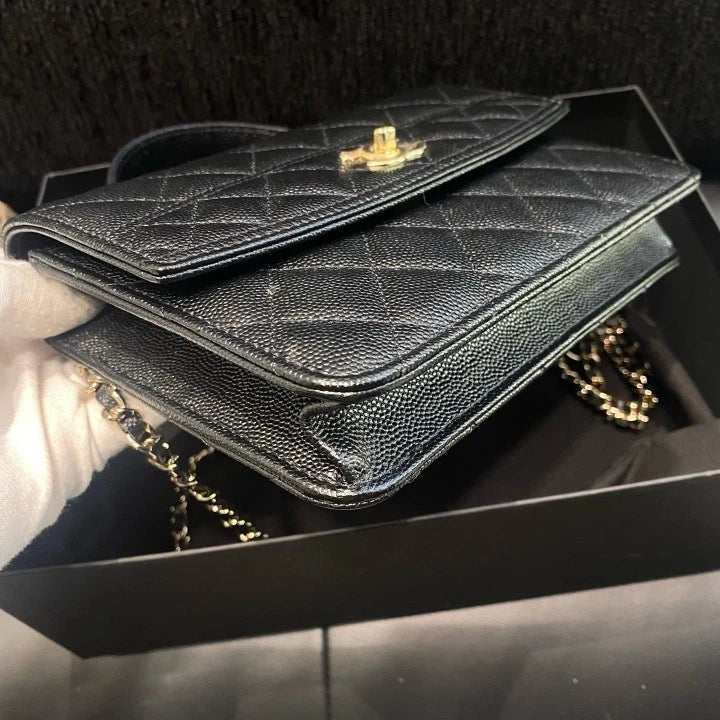 Chanel Calfskin Backpack Mini Top Handle Bag Black Gold Women D