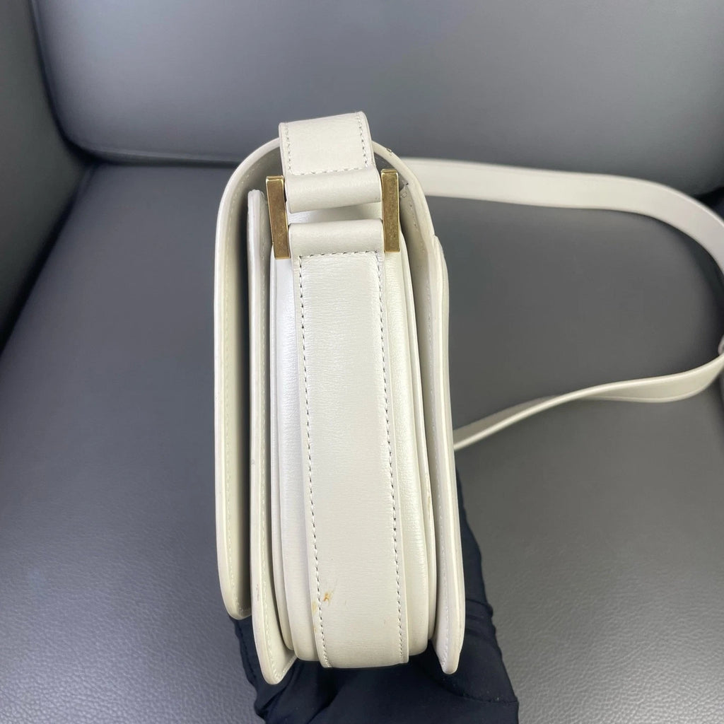 YSL Classic Calfskin Ivory White Shoulder Crossbody Bag For Women