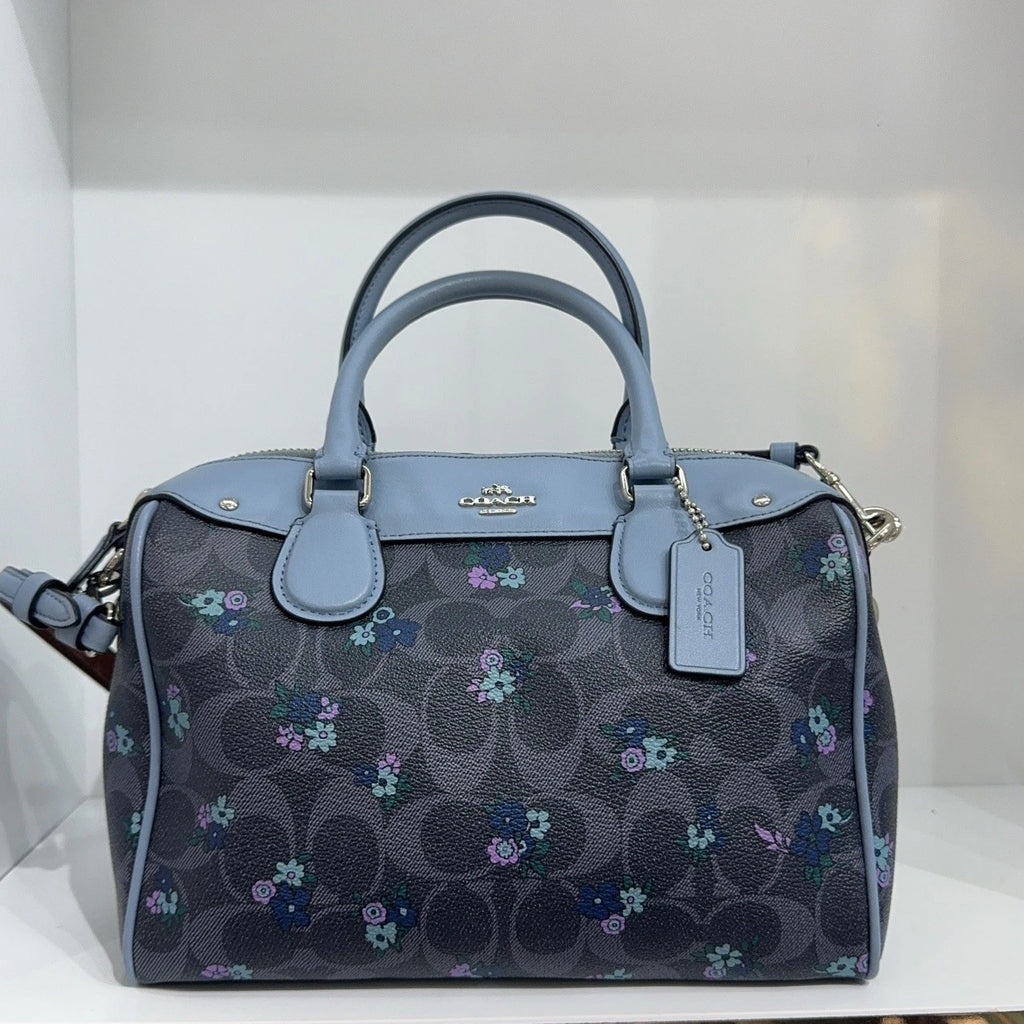 Coach Floral Print Colorblock Boston Handbag Crossbody Bag For Women