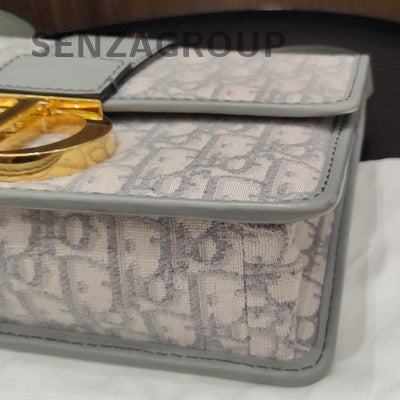Dior Gray Gold Oblique Saddle Bag Classic Women's Shoulder Crossbody