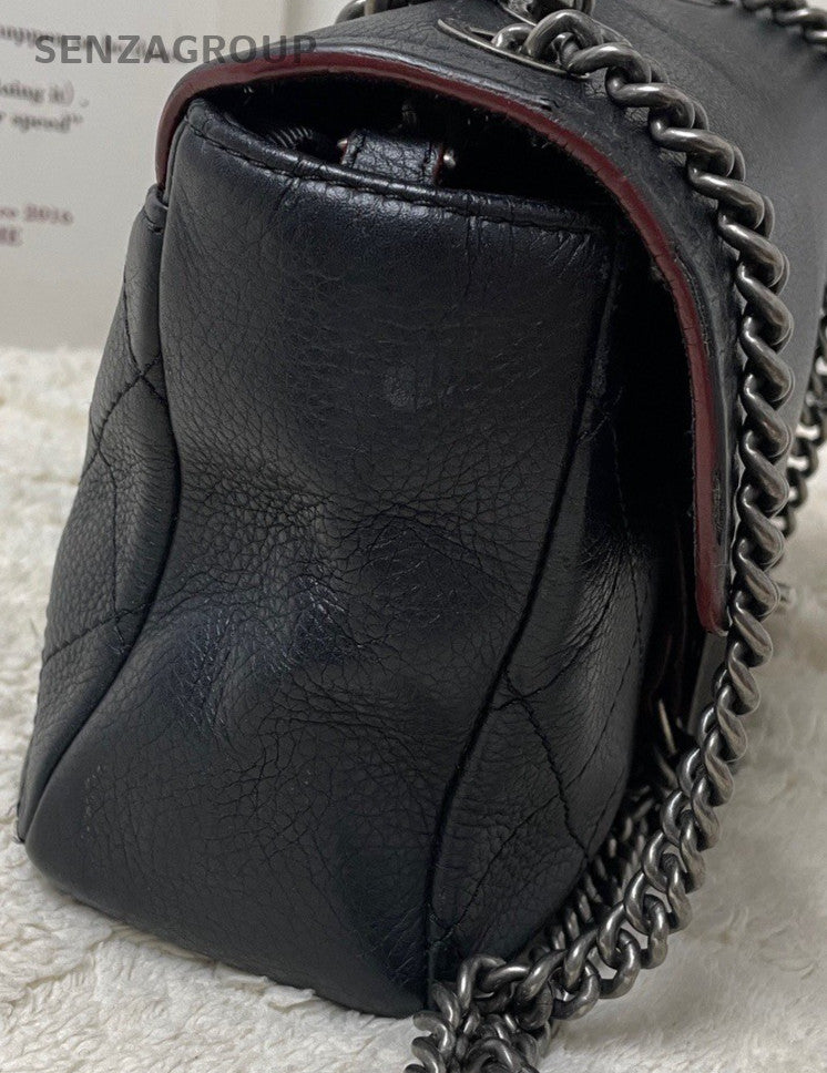 Chanel Chain 2Way Top Handle Bag Crossbody Black Silver Used Women Classic