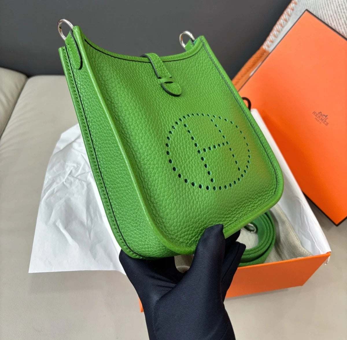 Hermes Mini Evelyne Green Shoulder Crossbody Bag Women Fashion