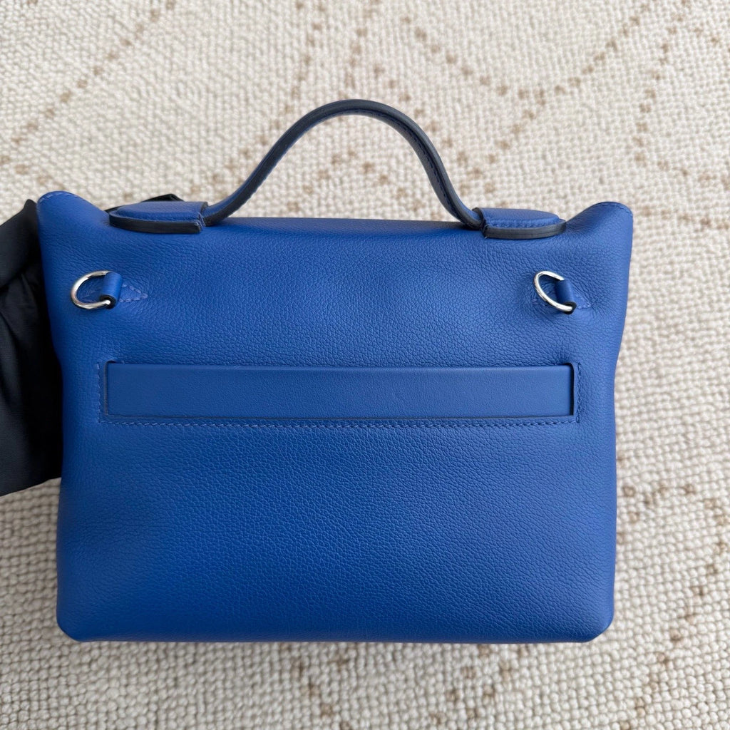 Hermes 2424 Mini Top Handle Shoulder Bag Blue Silver Used Women Classic