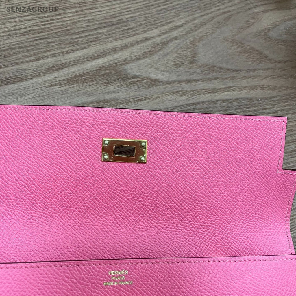 Hermes Kelly Long Wallet Pink Epsom Leather Women