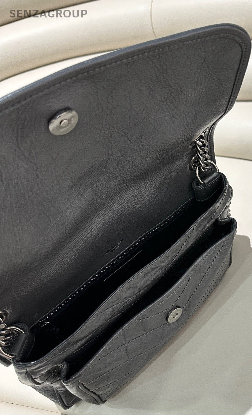 YSL Saint Lauren niki MM Shoulder Crossbody Bag Black Women Almost Brand New