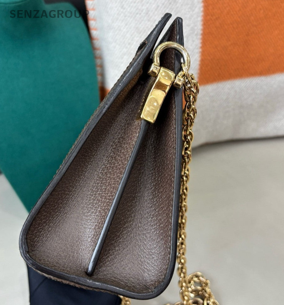 Gucci Ophidia PM Chain Shoulder Bag Crossbody Brown Gold Women Classic