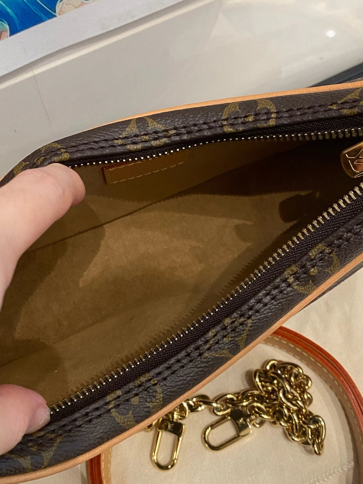 Louis Vuitton Canvas Monogram Pea Moon Bag For Women
