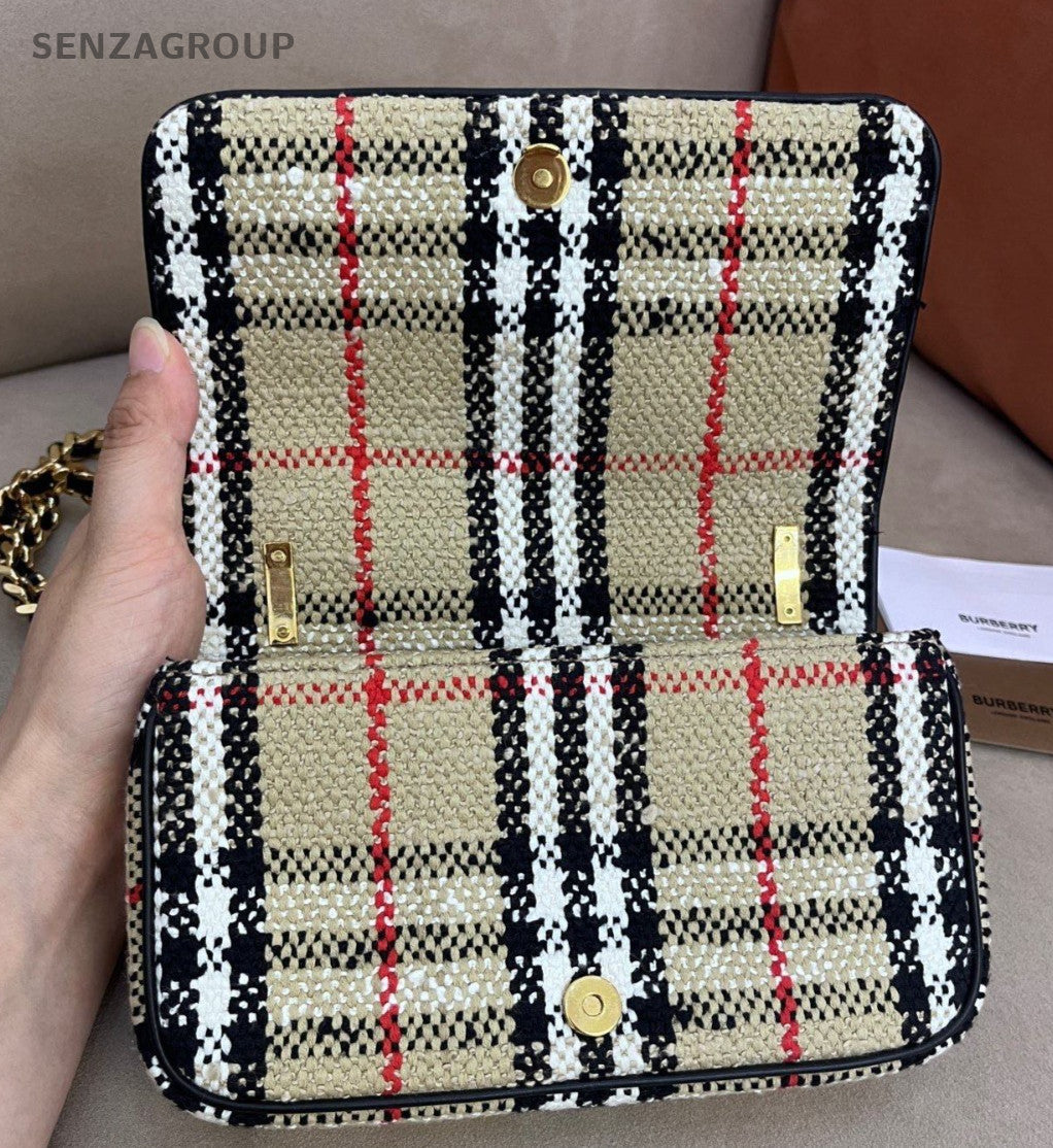 Burberry Lola Mini Chain Shoulder Bag Crossbody Beige Gold Women Classic Fashion
