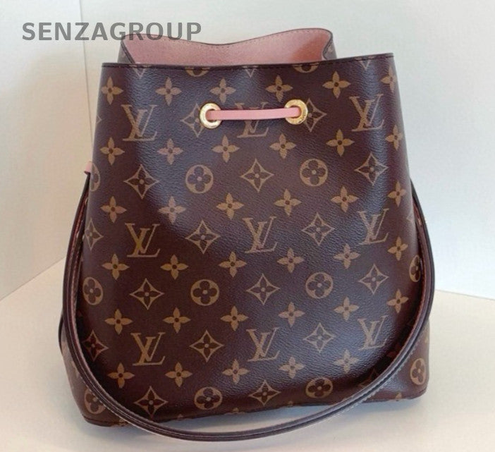 Louis Vuitton Neonoe MM Monogram Bucket Shoulder Bag Crossbody Brown Pink Women