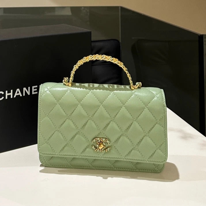 Chanel Green Top Handle WOC Wallet On Chain Crossbody Bag