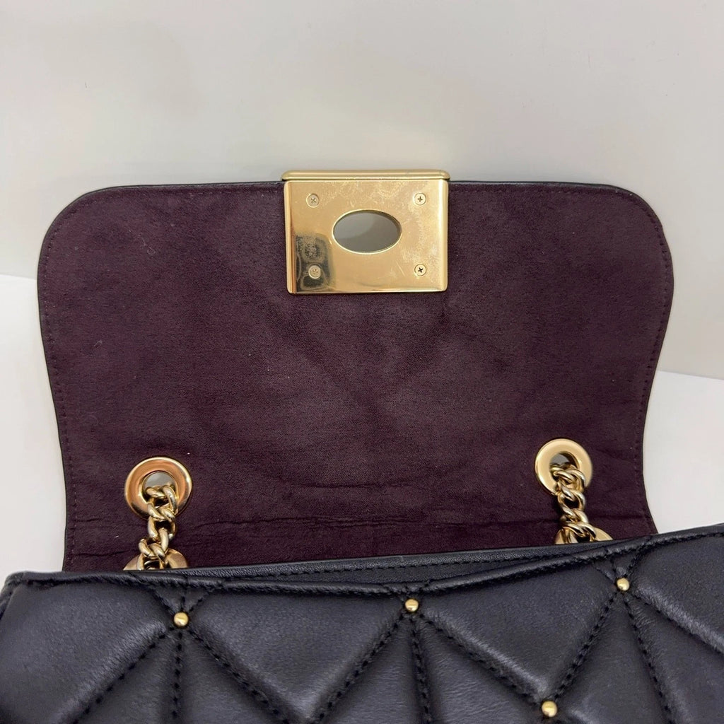 Coach Black Quilted Rivet Leather Shoulder Crossbody Bag For Women