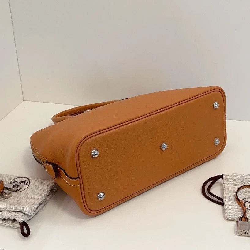 Hermes Bolide Evercolor Top Handle Crossbody Brown Silver Used Women Classic