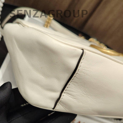 Gucci Marmont 26 White Gold Chain Shoulder Crossbody Bag Classic Women