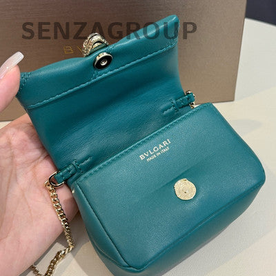Bvlgari Serpenti Cabochon Mini Crossbody Bag Green Gold Clasp