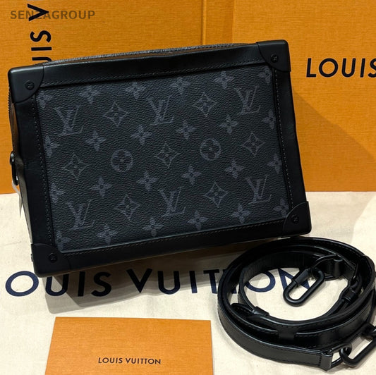 Louis Vuitton soft Trunk Monogram Shoulder Crossbody Bag Women Black Brand New