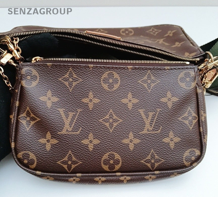 Louis Vuitton Monogram Chain Shoulder Bag Brown Gold Used Women Classic