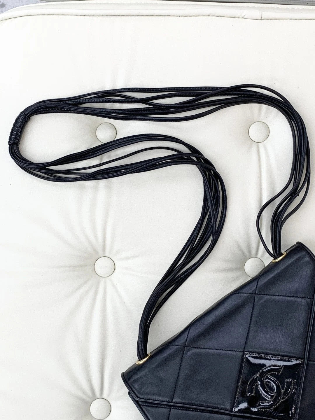 Chanel Vintage 2Ways Patent Lambskin Shoulder Crossbody Bag Black Women S