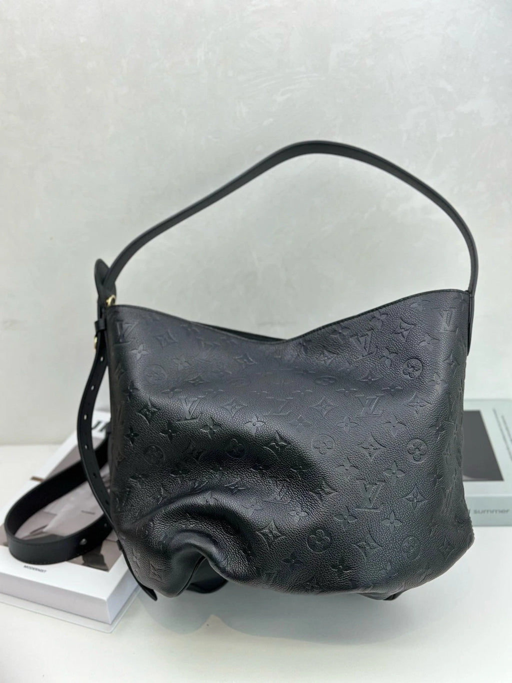 Excellent Louis Vuitton All In GM Calfskin Monogram Black Handbag Shoulder Bag