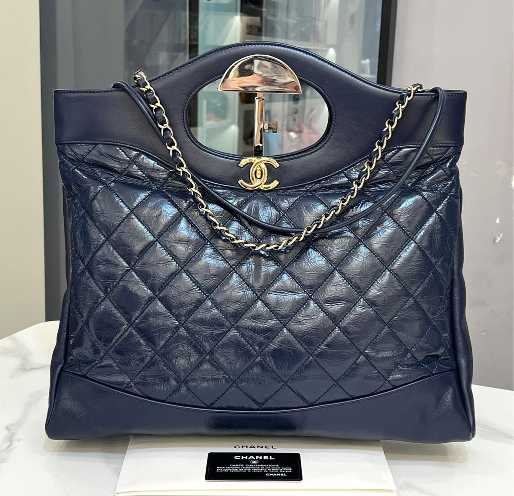CHANEL 31Bag Large Navy Shoulder Bag For Women
