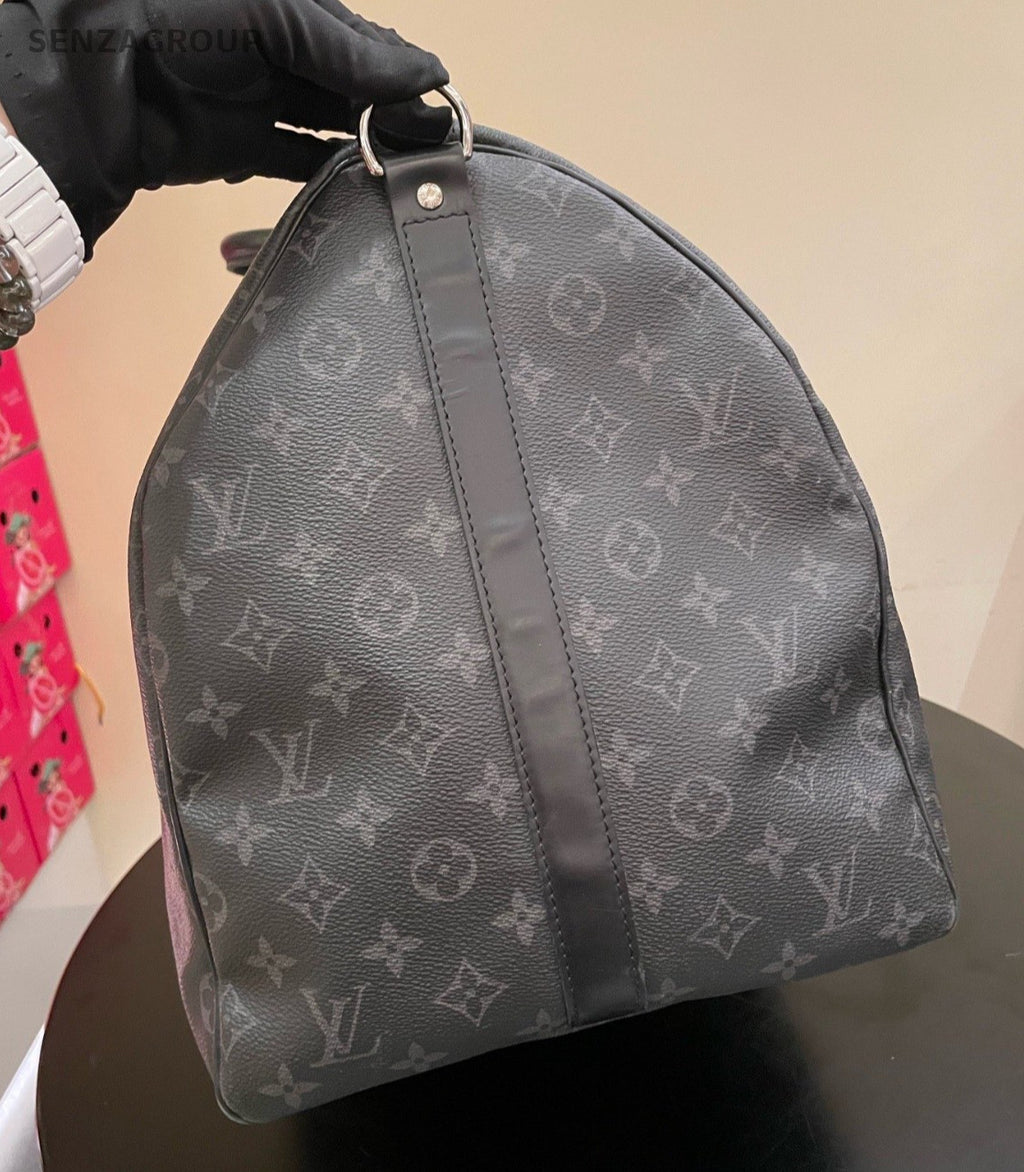 Louis Vuitton Keepall55 Monogram Handbag Crossbody Black Unisex Adults