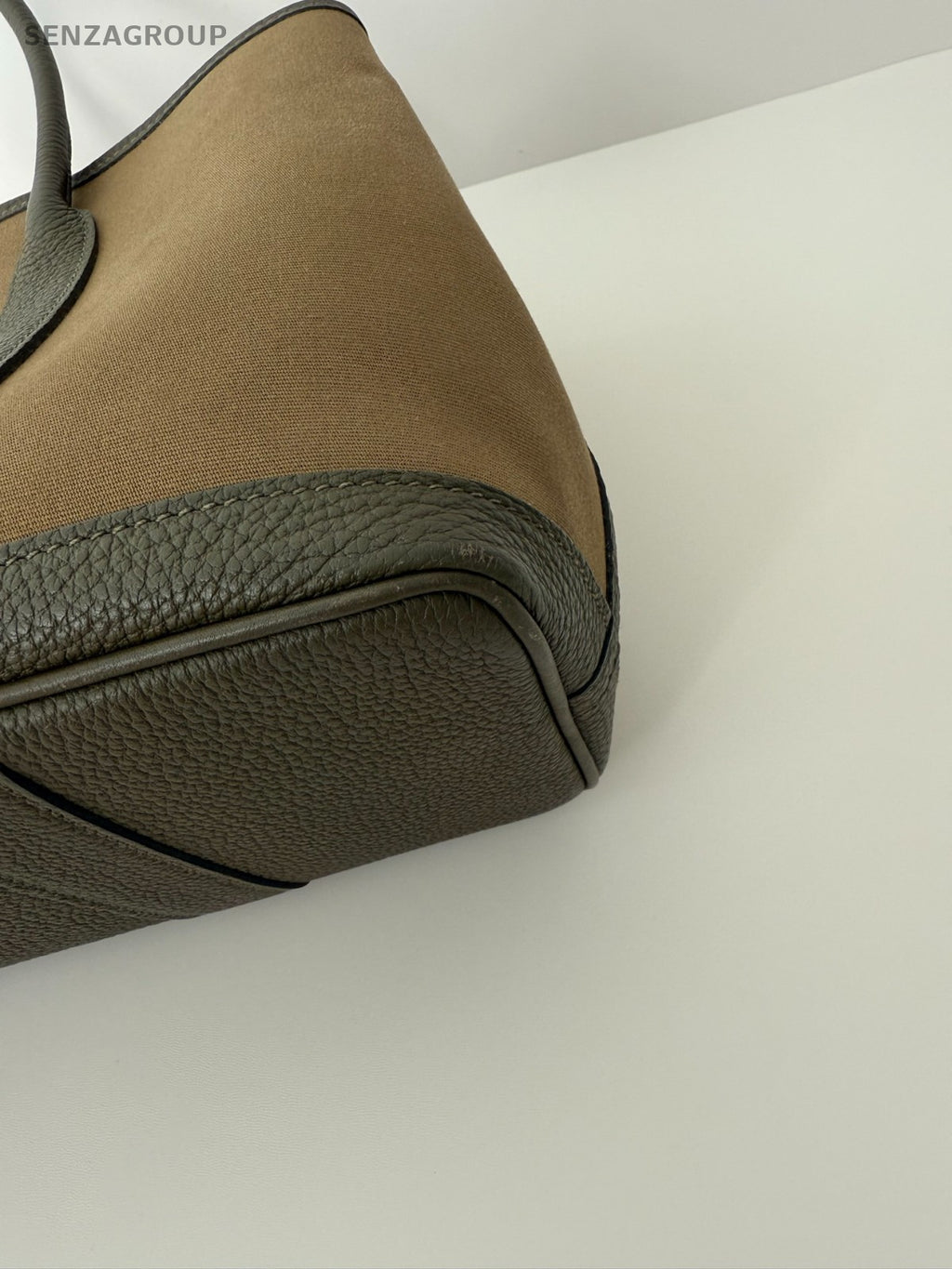 Hermes GardenParty 30 Tote Canvas Top Handle Shoulder Handbag Olive green Women
