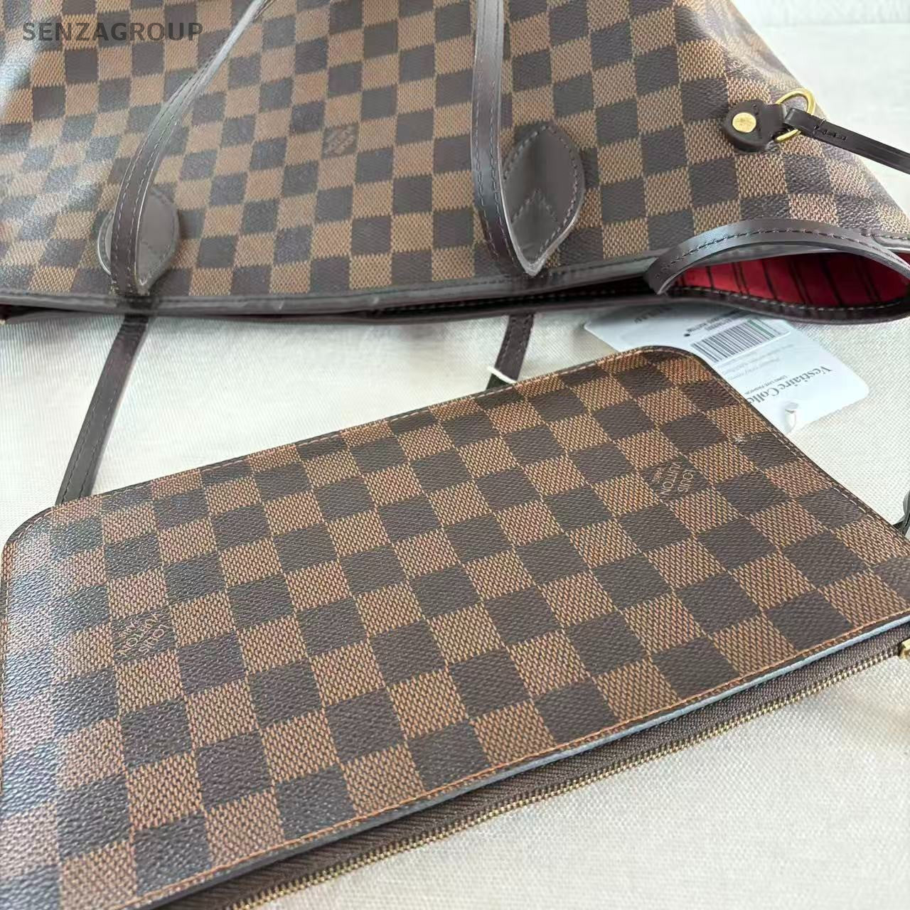 Louis Vuitton Damier NF MM Shoulder Bag Brown Gold Used Women Classic