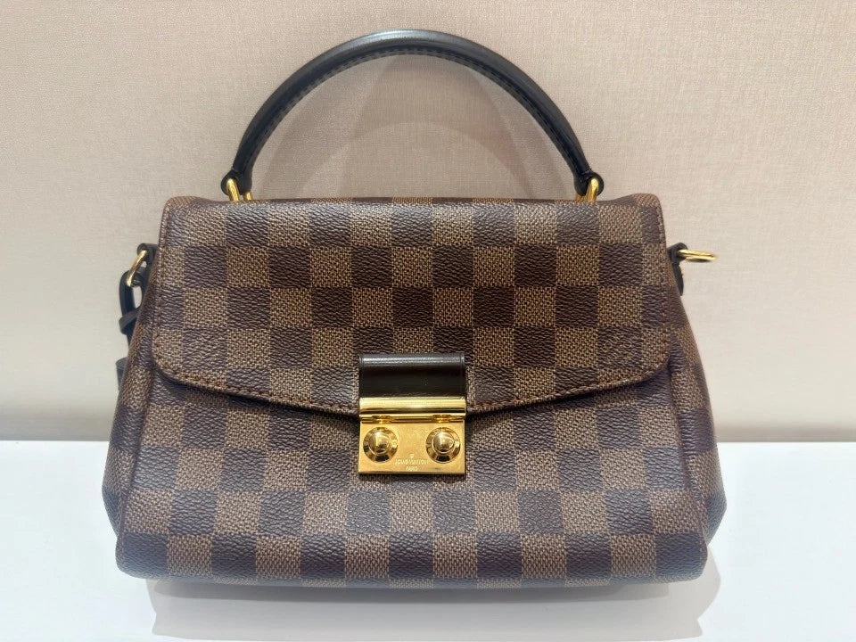 Louis Vuitton Tassel Damier Ebene Top Handle Crossbody Brown Gold Classic Women