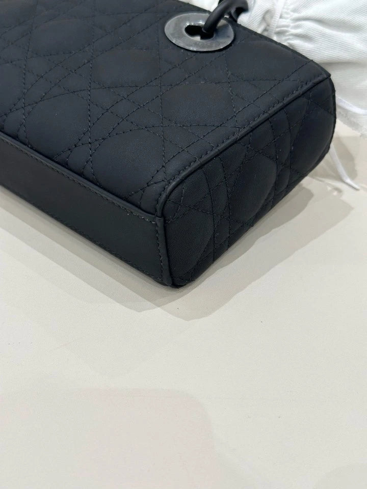 Dior Black Matte D-Joy Small Top Handle Shoulder Bag For Women