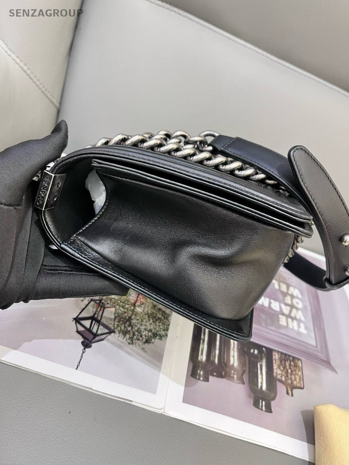 CHANEL Lebody MM Lambskin Chain Shoulder bag Black Silver Women Classic