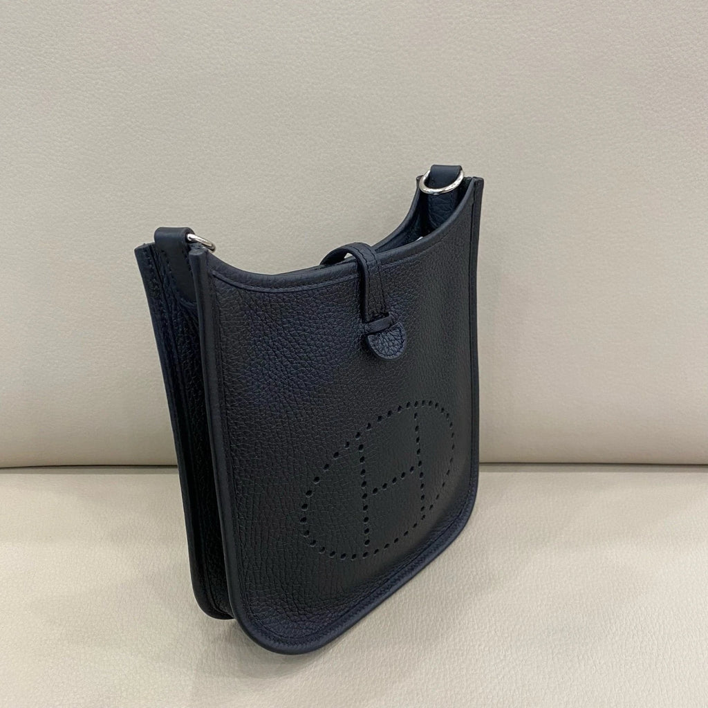 Hermes Evelyne16 Mini Black Silver Leather Crossbody Bag For Women