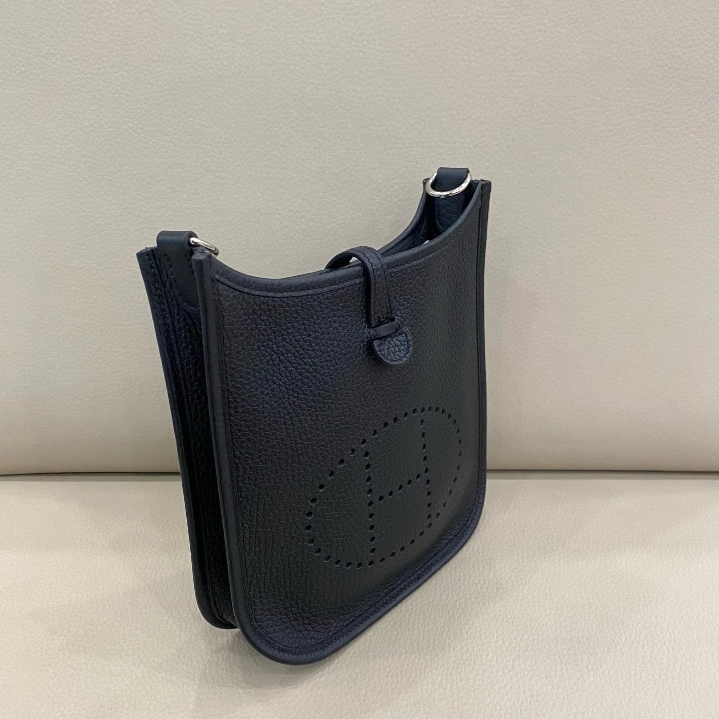 Hermes Evelyne16 Mini Black Silver Leather Crossbody Bag For Women